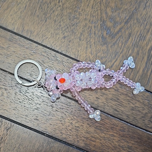 Crystal Beaded Pink Panther Keychain - Picture 3 of 3